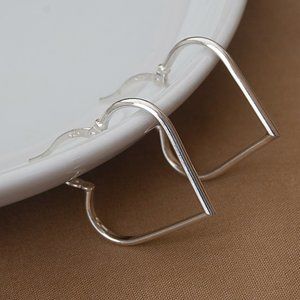 Sterling Silver Heart Hoop Earrings Stamped 925 Silver Minimalist Hinged…